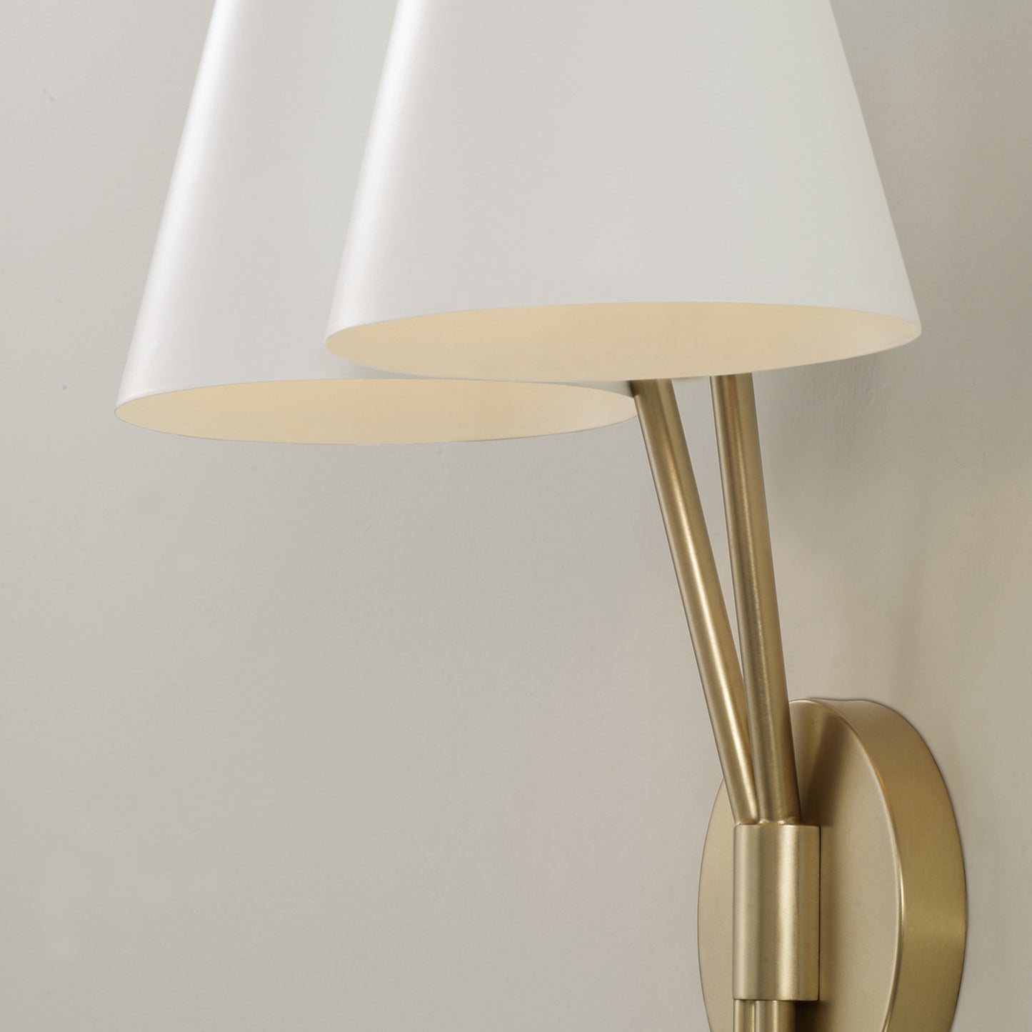 Capital Cami Double Sconce in Aged Brass and White