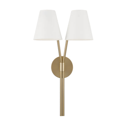 Capital Cami Double Sconce in Aged Brass and White