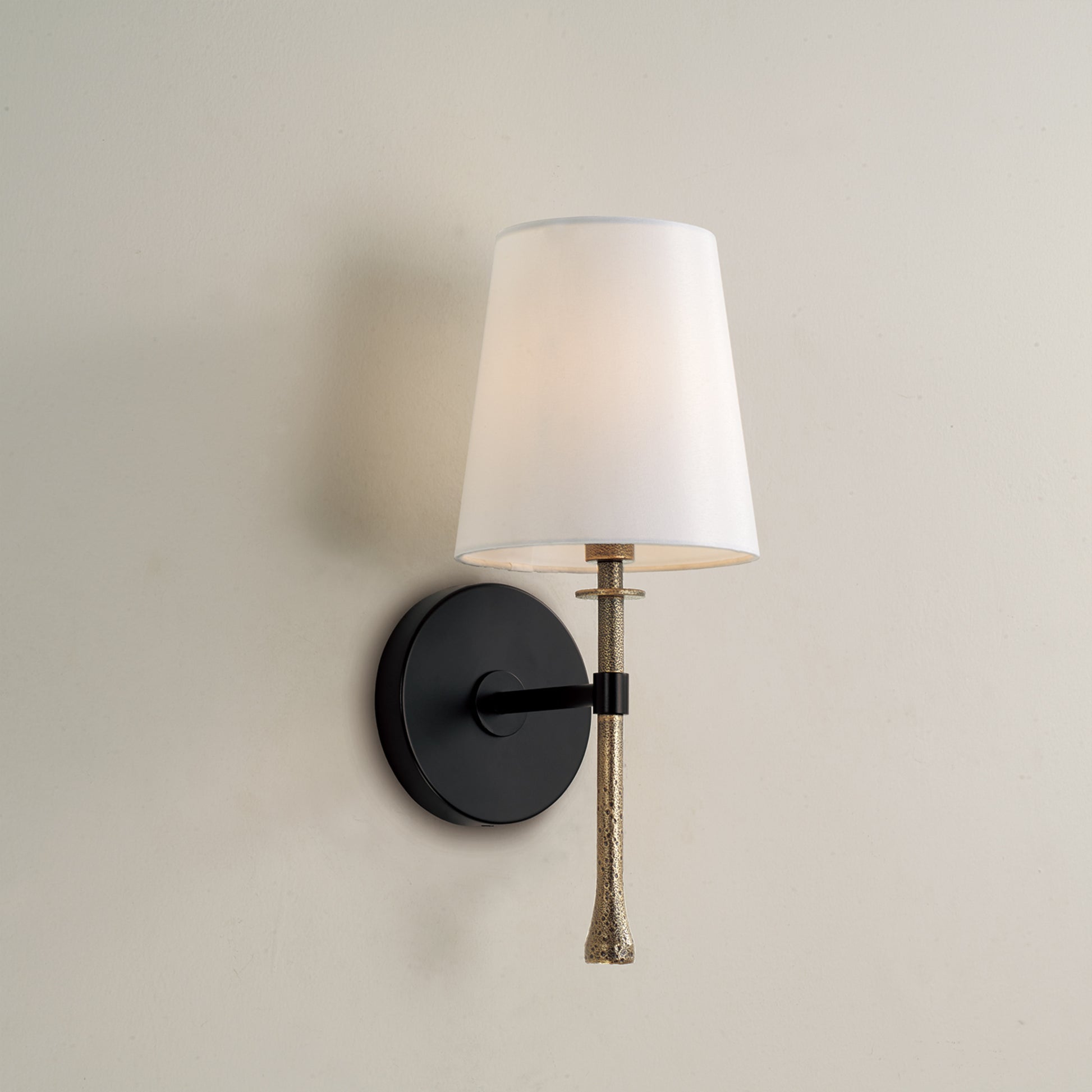 Capital Hollis Sconce in Matte Black with Hammered Gold