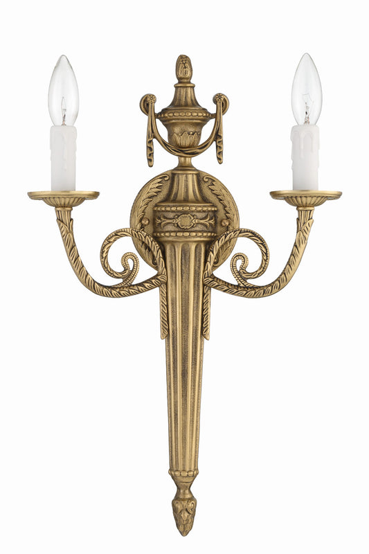 Crystorama 2 Light Matte Brass Cast Brass Wall Mount