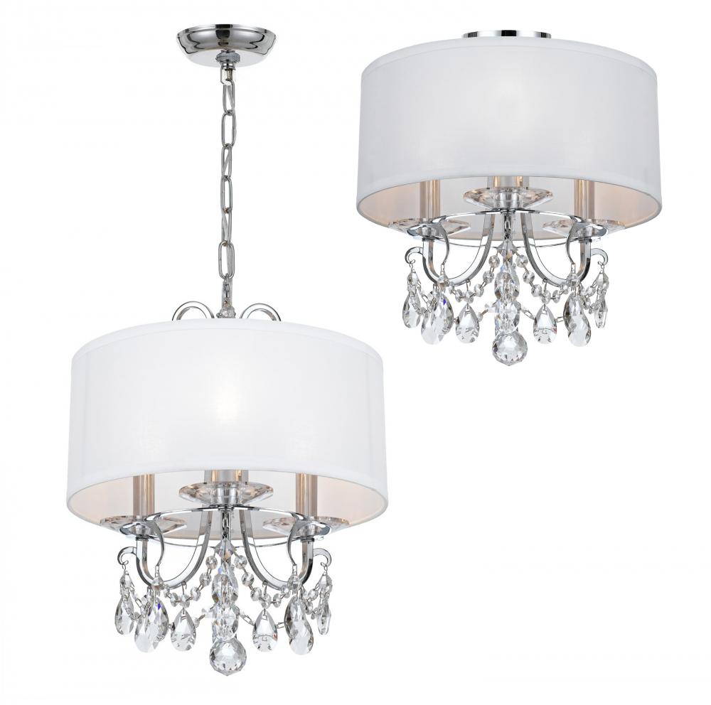 Crystorama Othello 14" 3-Light Chandelier Polished Chrome Semi Flush Mount