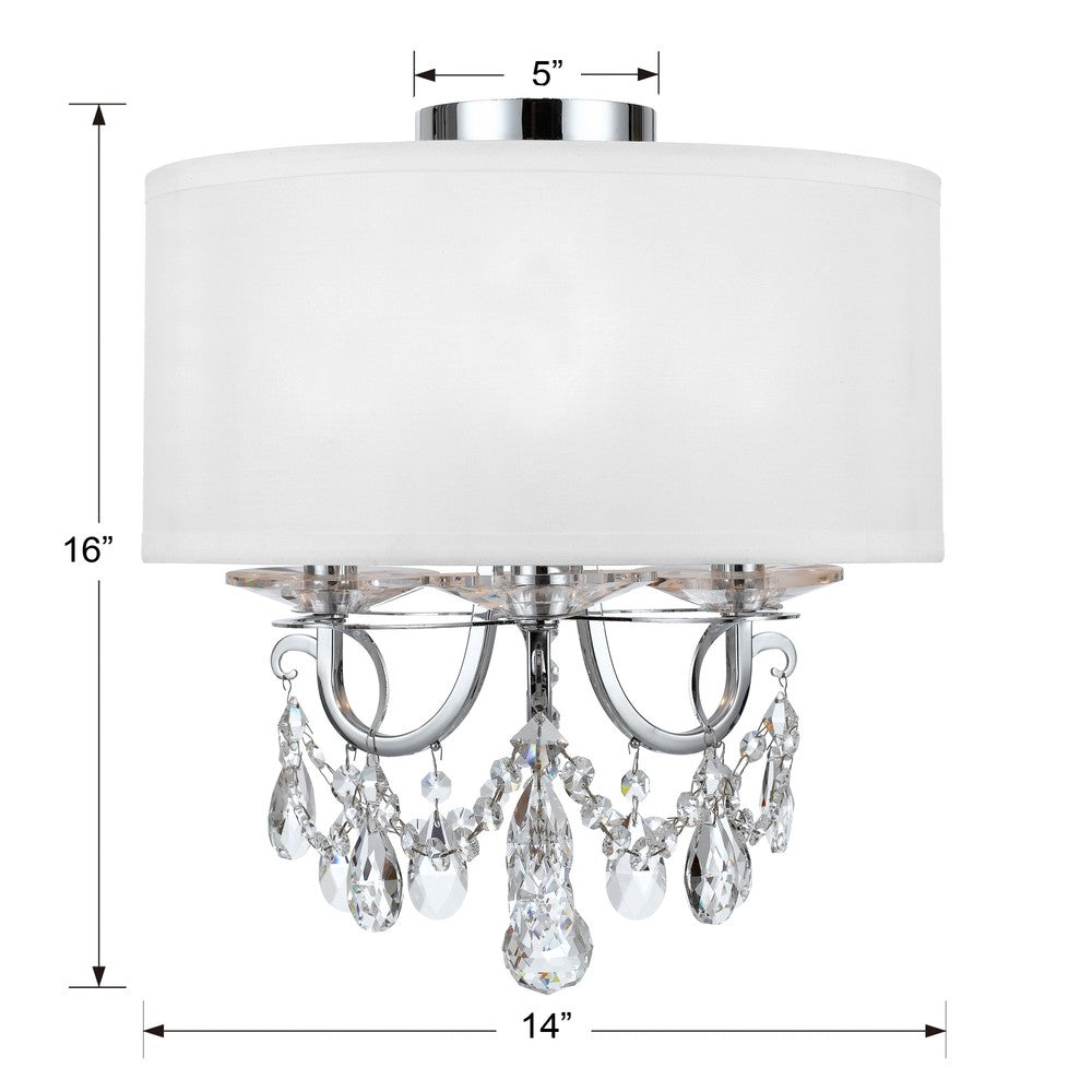 Crystorama Othello 14" 3-Light Chandelier - dimensions