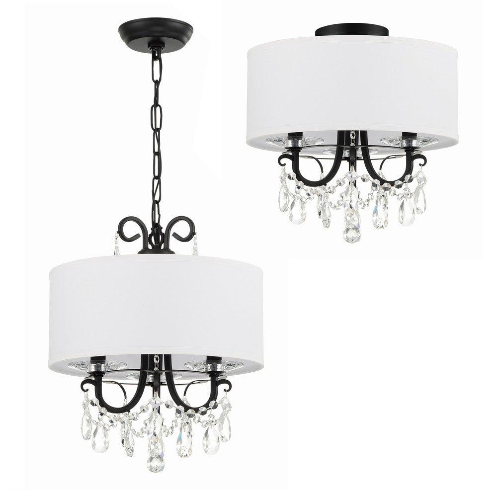 Crystorama Othello 14" 3-Light Chandelier Matte Black Chandelier
