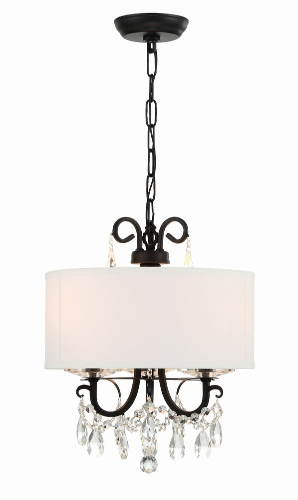 Crystorama Othello 14" 3-Light Chandelier Matte Black Chandelier