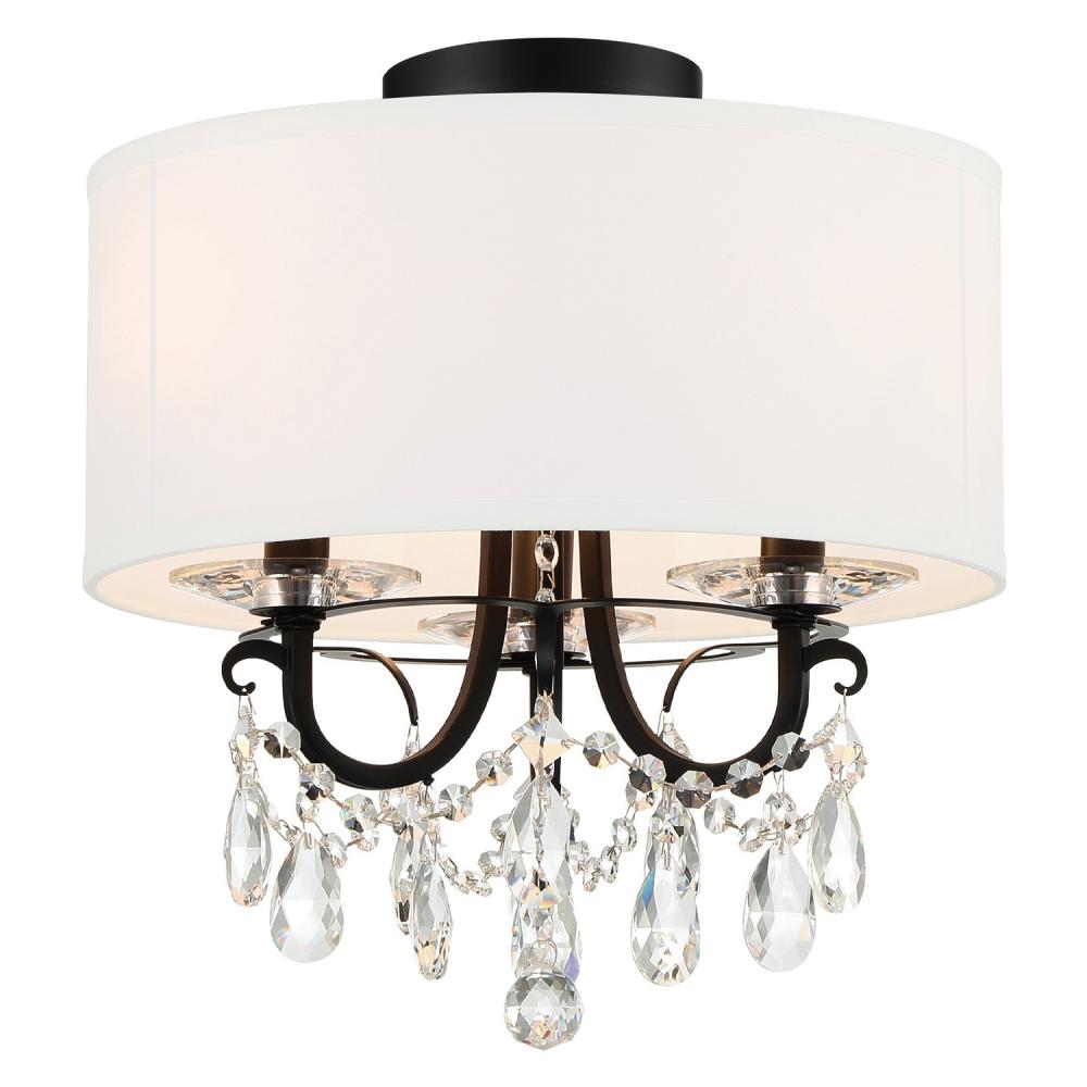 Crystorama Othello 14" 3-Light Chandelier Matte Black Semi Flush Mount
