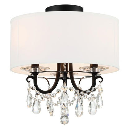 Crystorama Othello 14" 3-Light Chandelier Matte Black Semi Flush Mount
