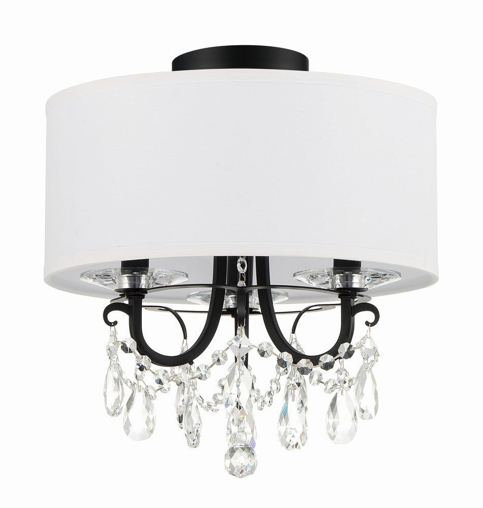 Crystorama Othello 14" 3-Light Chandelier Matte Black Semi Flush Mount