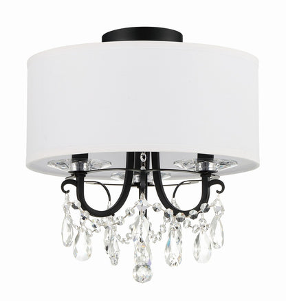 Crystorama Othello 14" 3-Light Chandelier Matte Black Semi Flush Mount