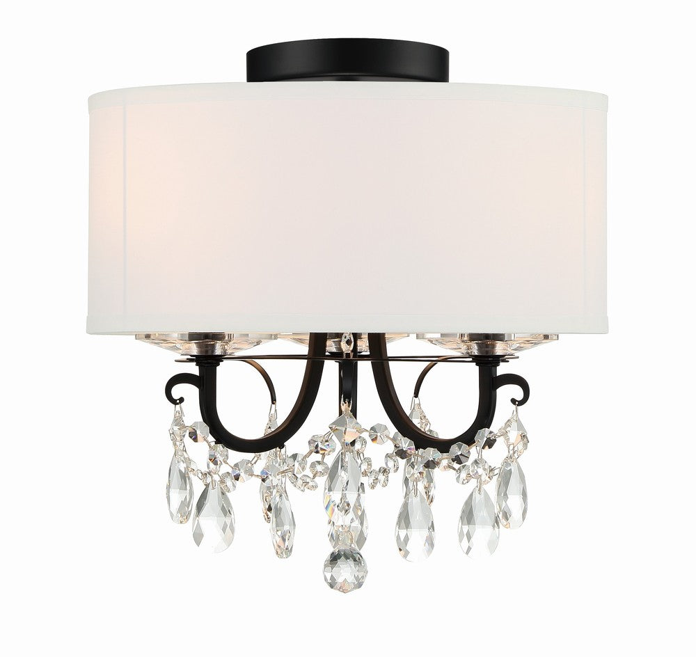 Crystorama Othello 14" 3-Light Chandelier Matte Black Semi Flush Mount