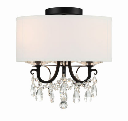Crystorama Othello 14" 3-Light Chandelier Matte Black Semi Flush Mount