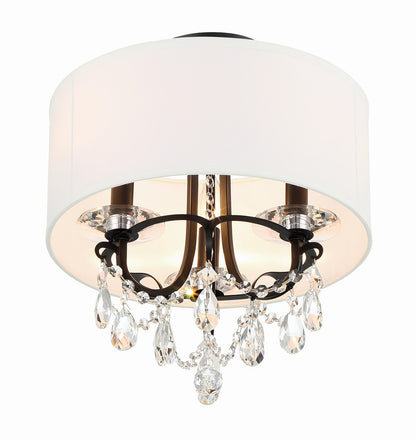 Crystorama Othello 14" 3-Light Chandelier Matte Black Semi Flush Mount