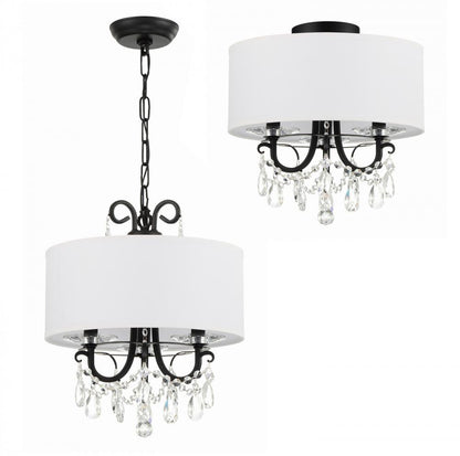 Crystorama Othello 14" 3-Light Chandelier Matte Black Semi Flush Mount