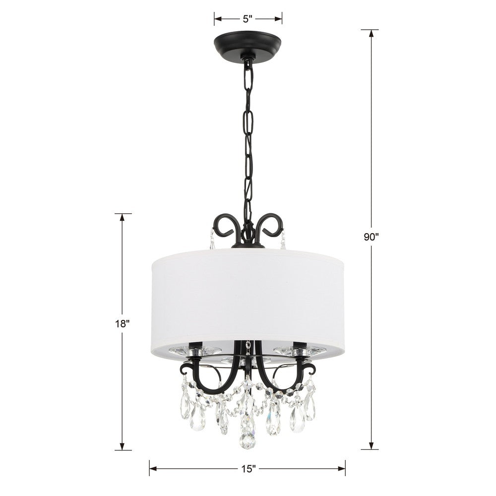 Crystorama Othello 14" 3-Light Chandelier - dimensions