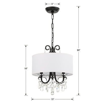 Crystorama Othello 14" 3-Light Chandelier - dimensions