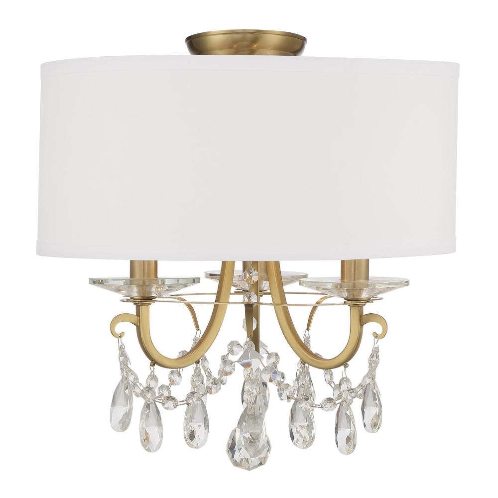 Crystorama Othello 14" 3-Light Chandelier Vibrant Gold Semi Flush Mount
