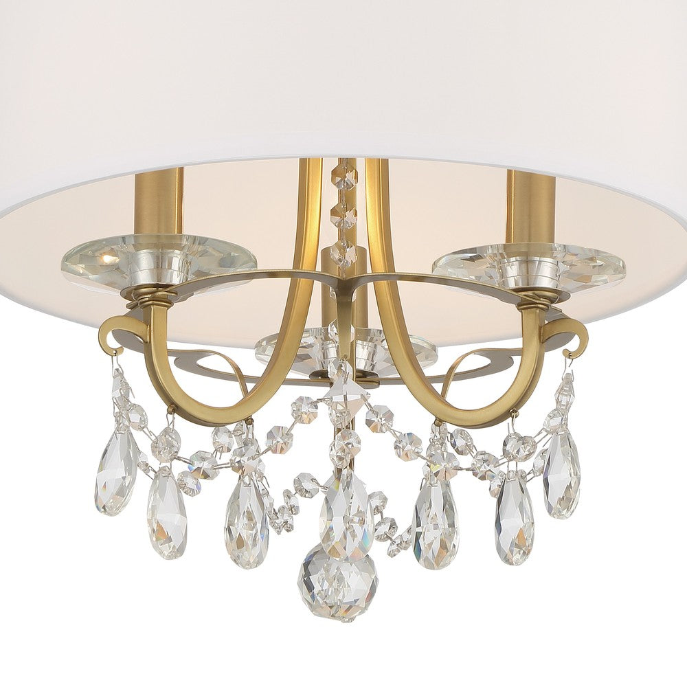Crystorama Othello 14" 3-Light Chandelier Vibrant Gold Semi Flush Mount