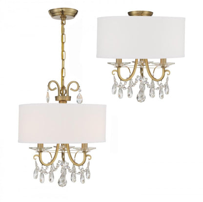 Crystorama Othello 14" 3-Light Chandelier Vibrant Gold Semi Flush Mount