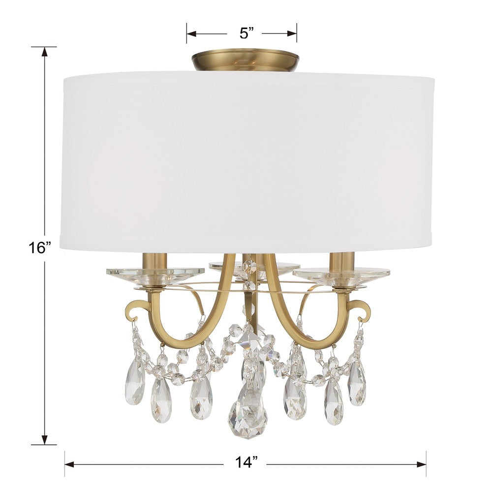 Crystorama Othello 14" 3-Light Chandelier - dimensions