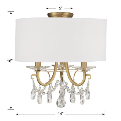 Crystorama Othello 14" 3-Light Chandelier - dimensions