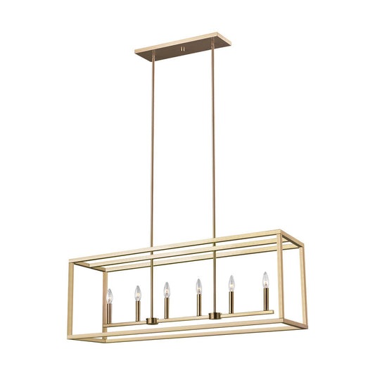 Generation Lighting Moffet Street Six Light Island Pendant Satin Brass