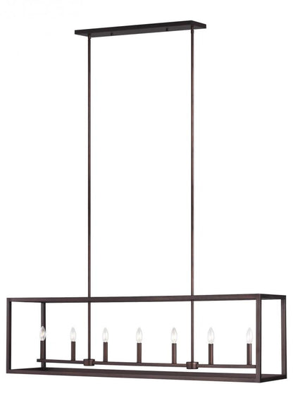 Generation Lighting Moffet Street Long Seven Light Island Pendant Satin Brass