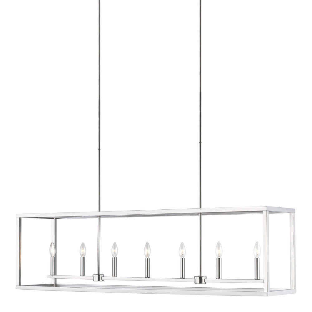 Generation Lighting Moffet Street Long Seven Light Island Pendant Satin Brass