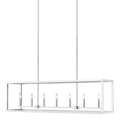 Generation Lighting Moffet Street Long Seven Light Island Pendant Satin Brass
