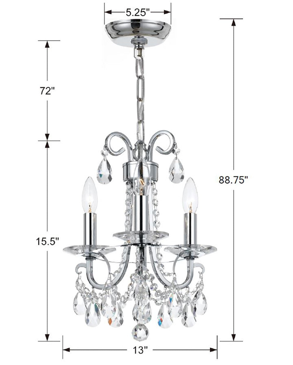 Crystorama Othello Mini Chandelier Polished Chrome