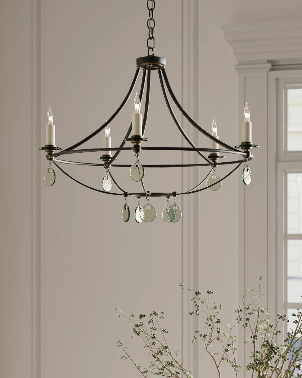 Novella Small Chandelier, 8-Light, Mayfair, 24.5"W, Currey and Company (9000-0641 RP3C)