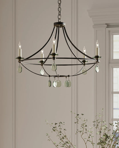 Novella Small Chandelier, 8-Light, Mayfair, 24.5"W, Currey and Company (9000-0641 RP3C)