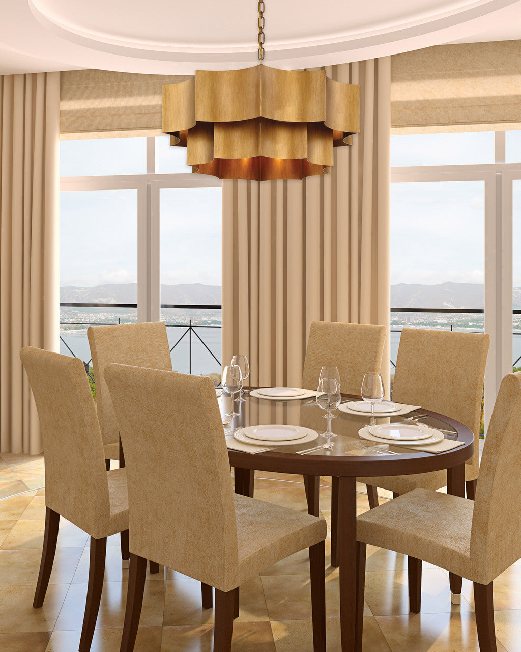 Shelby Pendant, 6-Light, Gold Patina, Metal Shade, 30"W, Savoy House (7-101-6-54 1N0YV)