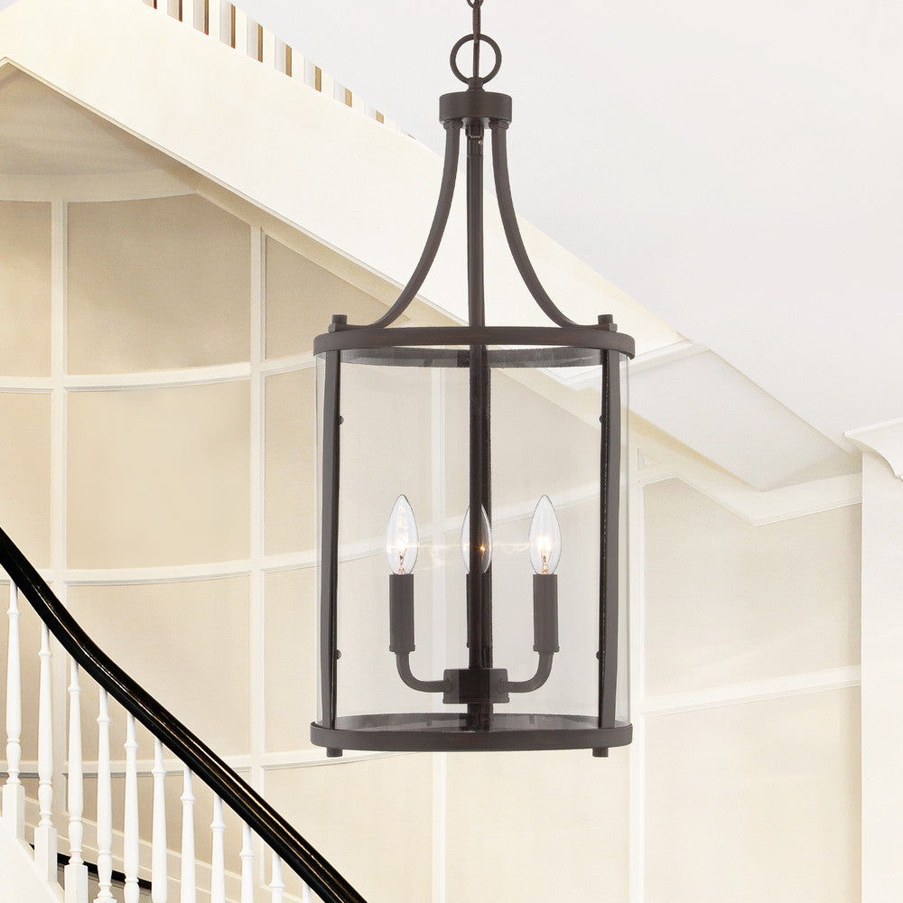 Penrose Pendant, 3-Light, English Bronze, Glass Shade, 26"H, Savoy House (7-1040-3-13 1JVC3)