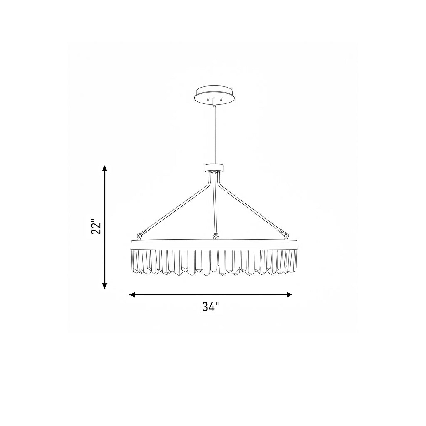 Landon 34" LED Pendant in Warm Brass