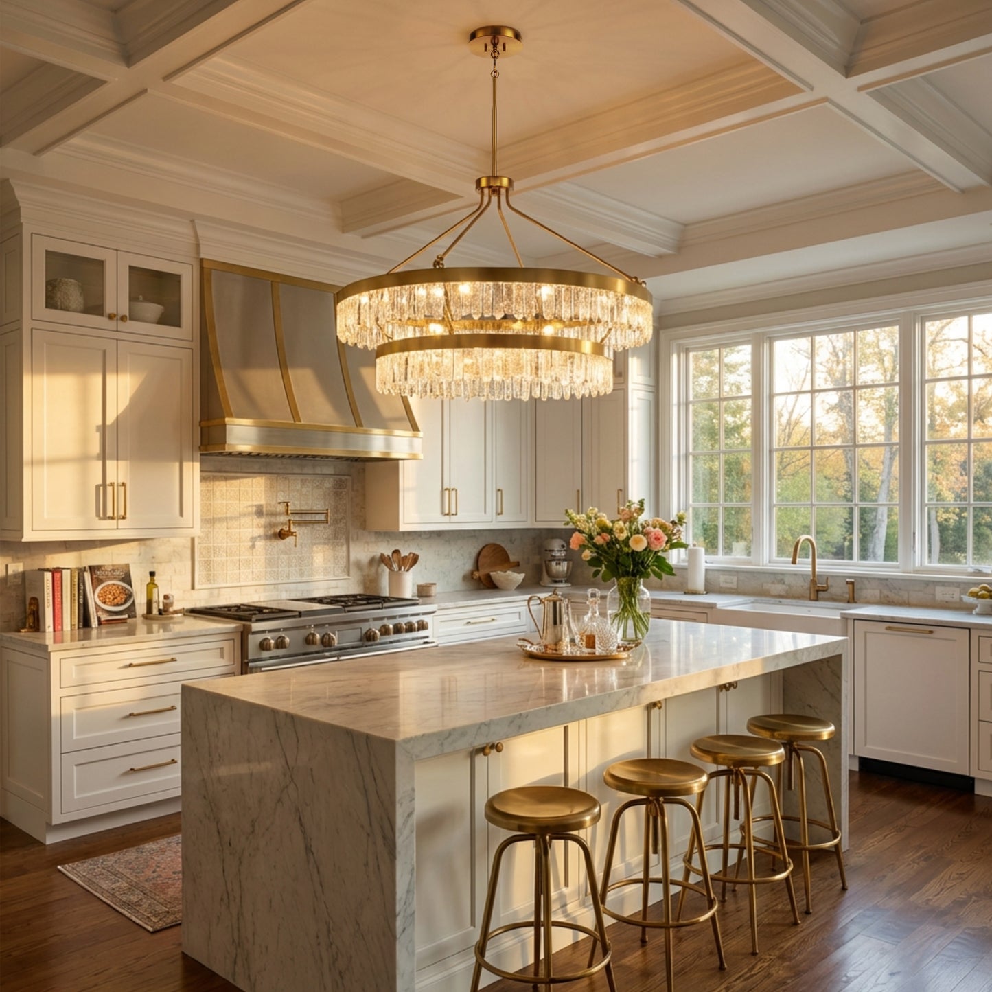 Landon 2-Light LED Pendant in Warm Brass