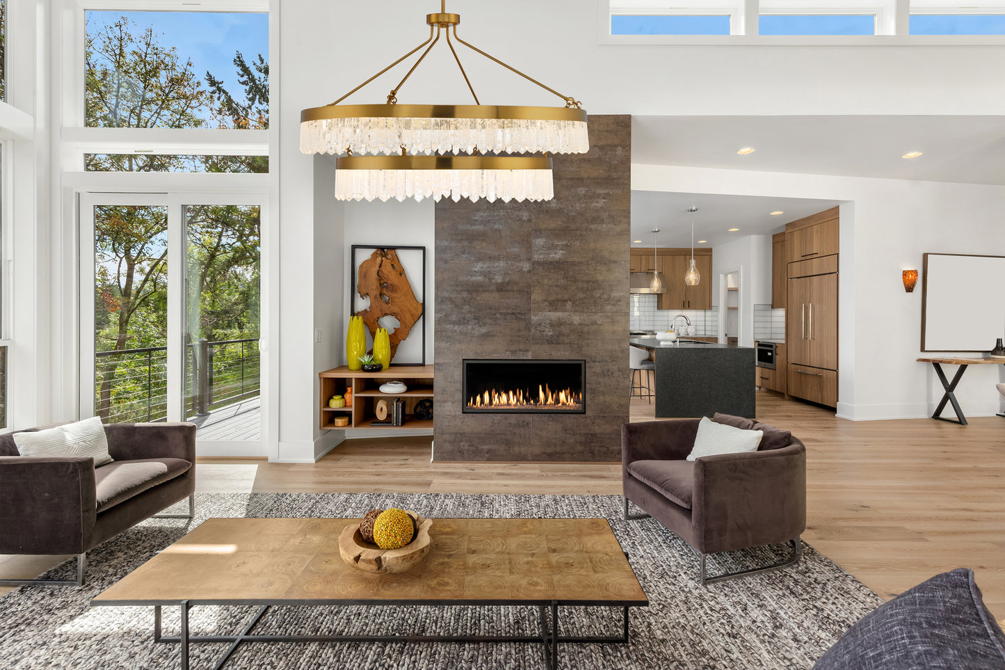 Landon 2-Light LED Pendant in Warm Brass