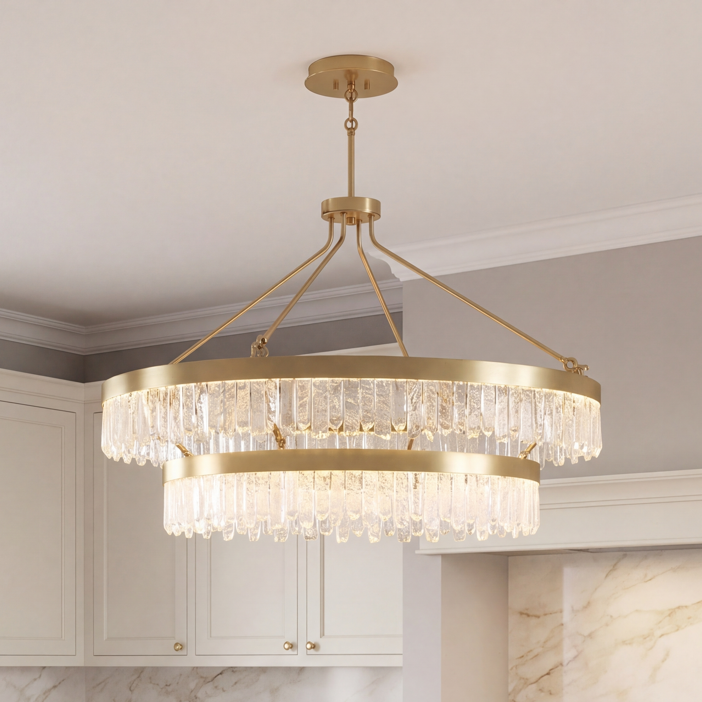 Landon 2-Light LED Pendant in Warm Brass