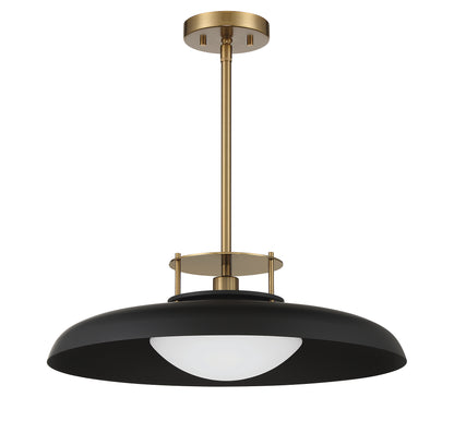 Gavin 1-Light Pendant in Matte Black with Warm Brass Accents