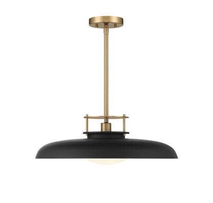 Gavin 1-Light Pendant in Matte Black with Warm Brass Accents