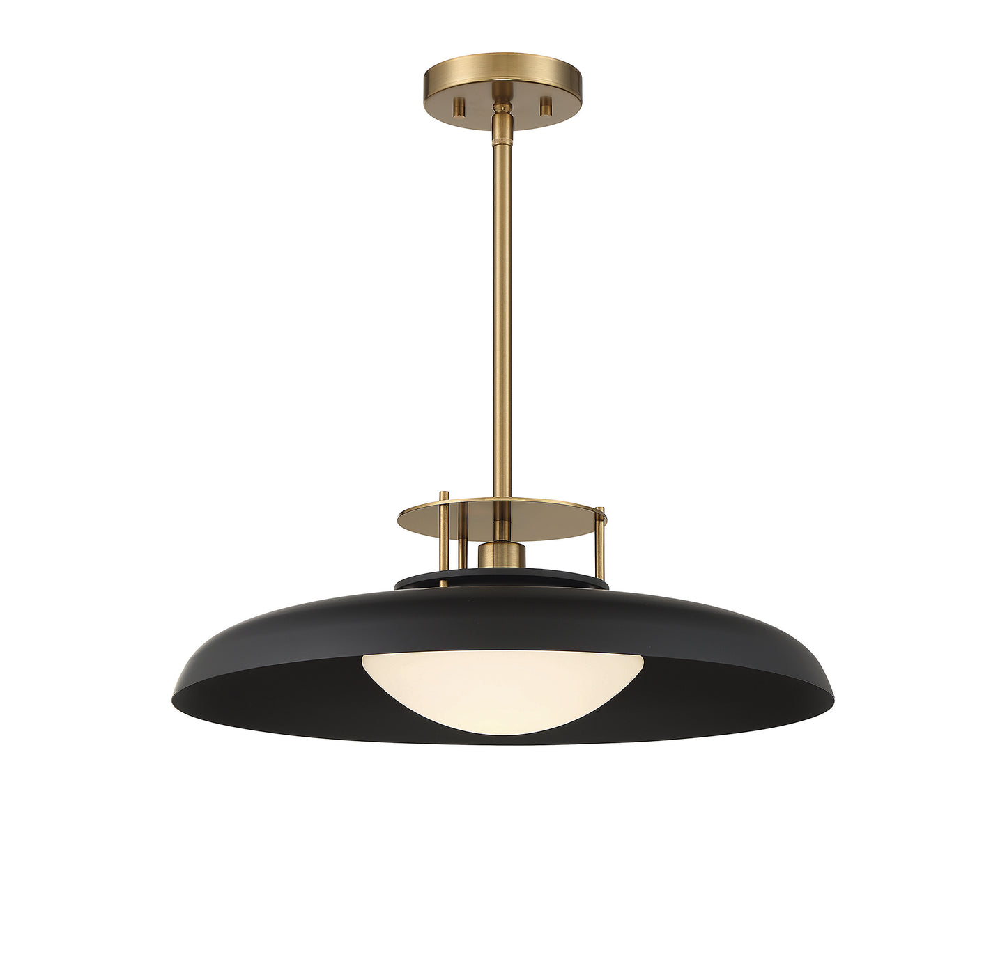 Gavin 1-Light Pendant in Matte Black with Warm Brass Accents