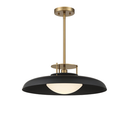 Gavin 1-Light Pendant in Matte Black with Warm Brass Accents