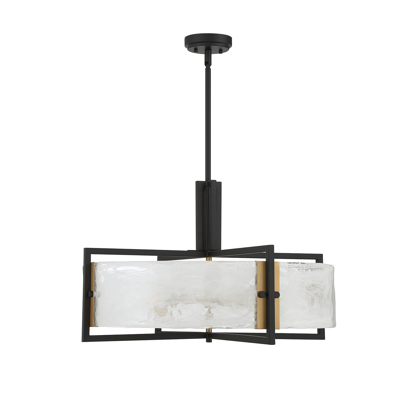 Hayward 5-Light Pendant in Matte Black with Warm Brass Accents