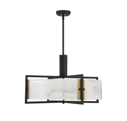 Hayward 5-Light Pendant in Matte Black with Warm Brass Accents