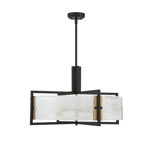 Hayward 5-Light Pendant in Matte Black with Warm Brass Accents
