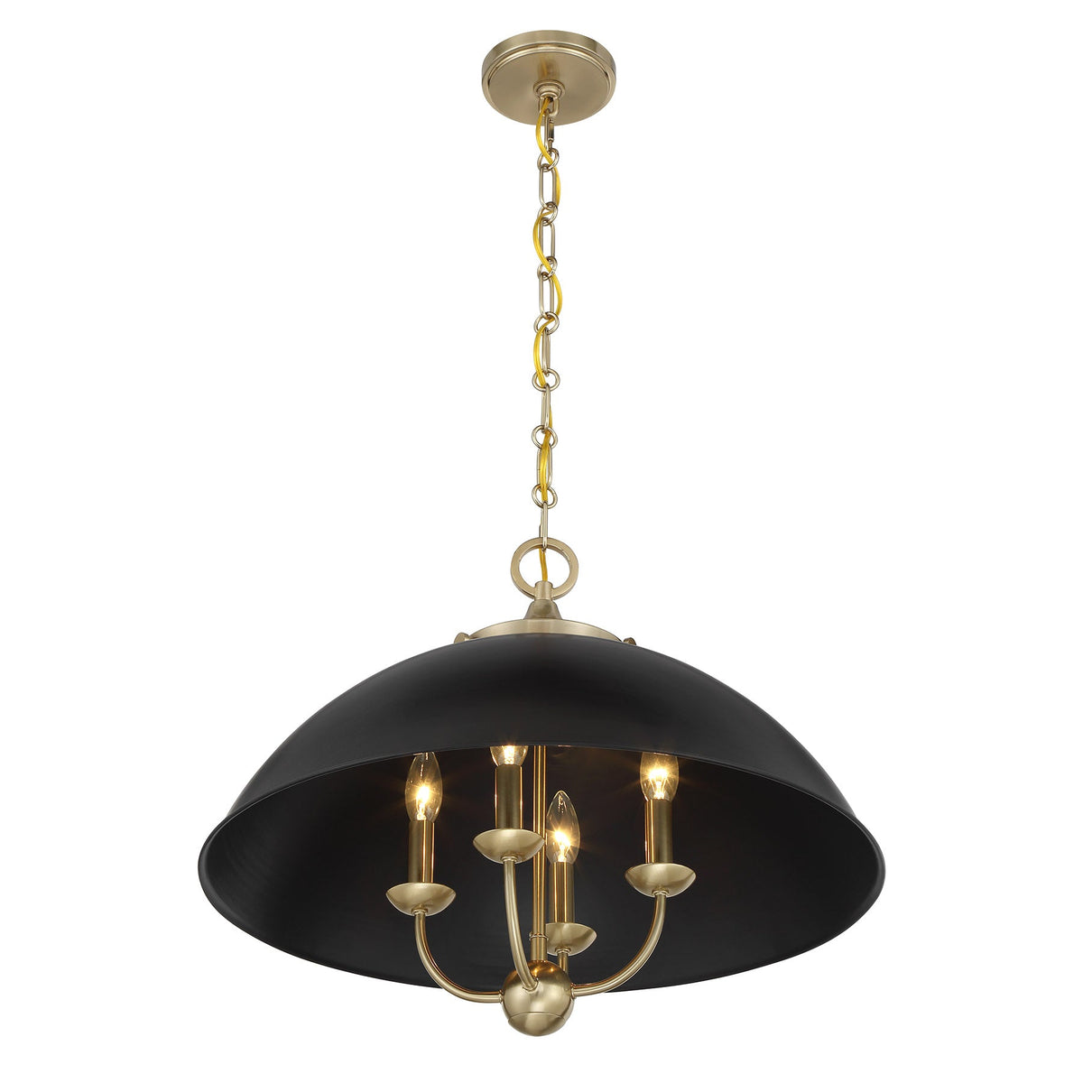 Monterey 4-Light Pendant Matte Black and Warm Brass
