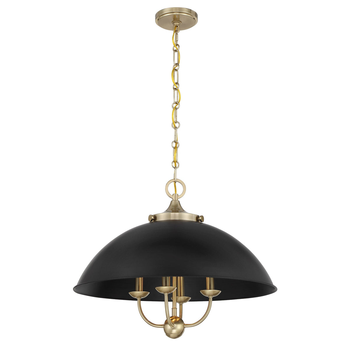 Monterey 4-Light Pendant Matte Black and Warm Brass