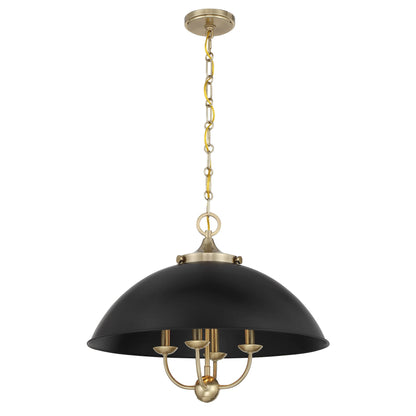 Monterey 4-Light Pendant Matte Black and Warm Brass
