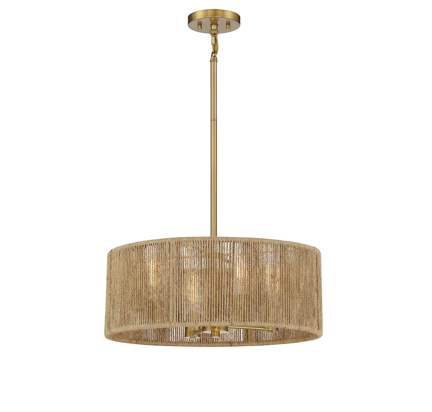 Ashe 4-Light Pendant - Warm Brass and Rope
