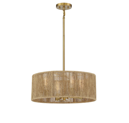 Ashe 4-Light Pendant - Warm Brass and Rope