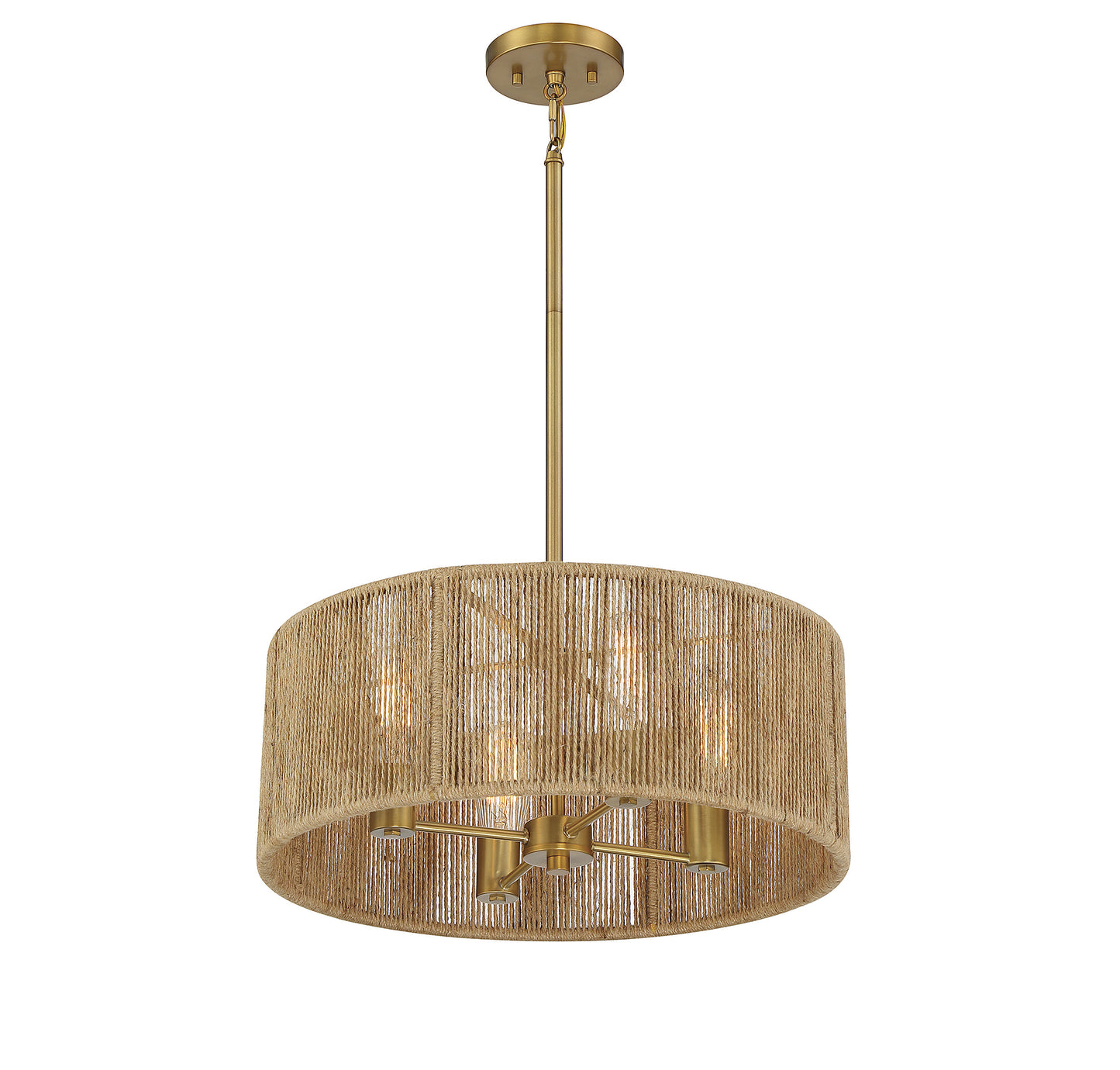 Ashe 4-Light Pendant - Warm Brass and Rope