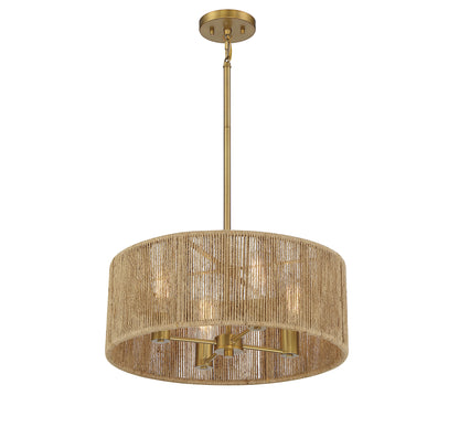 Ashe 4-Light Pendant - Warm Brass and Rope